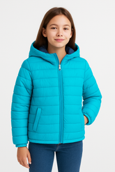 Kids Blue Puffer Jacket with Hood – Warm & Lightweight Winter Wear